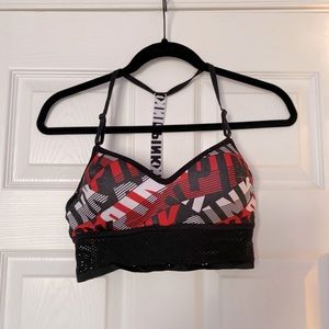 PINK Victoria’s Secret red sports bra with mesh at the bottom size small